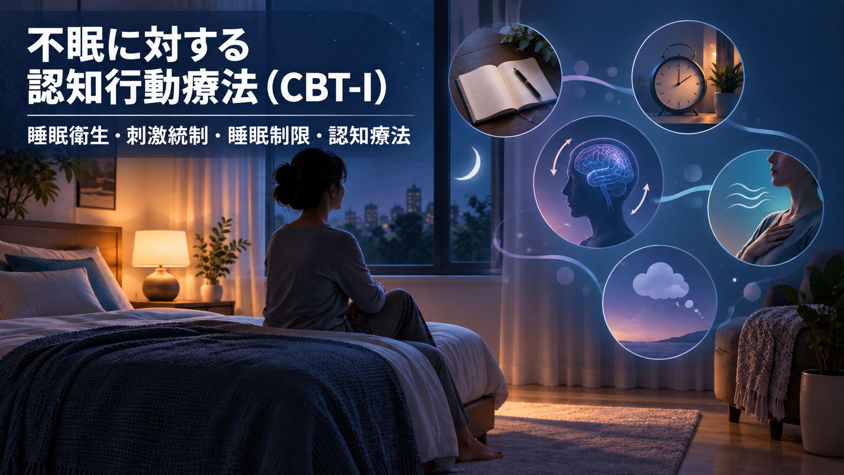 不眠に対する認知行動療法（CBT-I）の方法を示すアイキャッチ画像