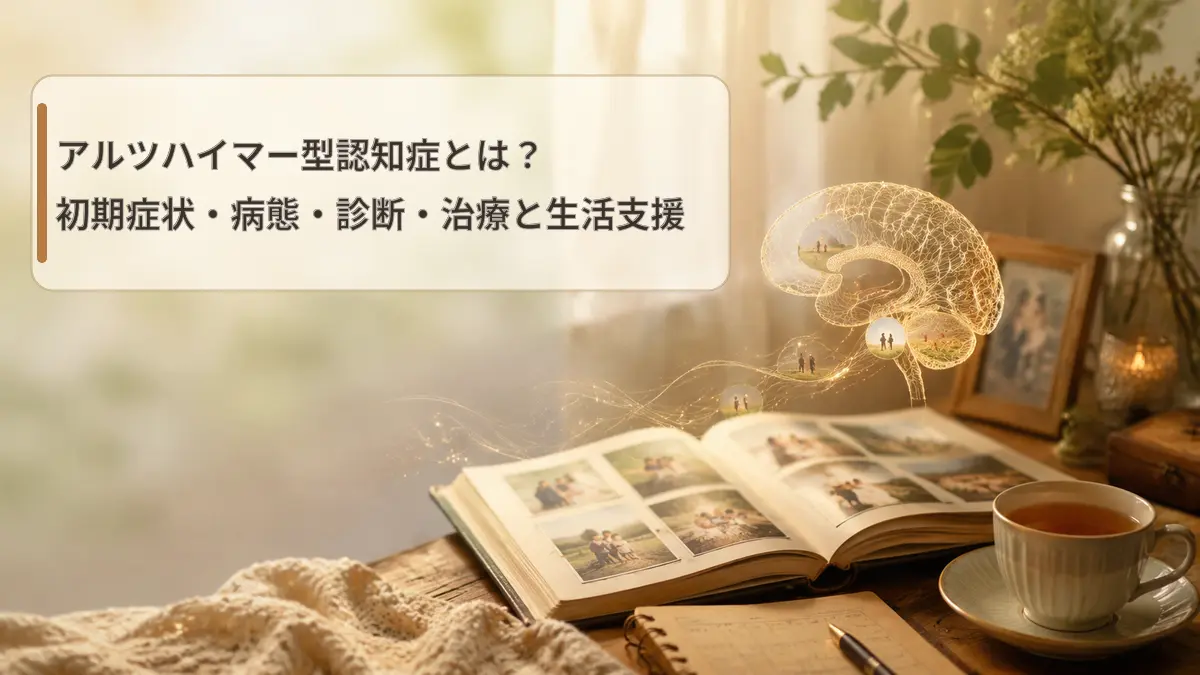 アルツハイマー型認知症の病態と生活支援を表す画像