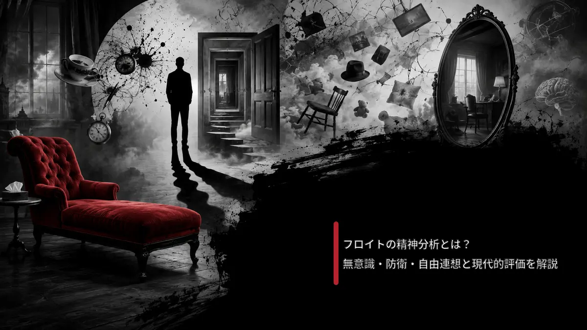 フロイトの精神分析と無意識・自由連想を表す画像