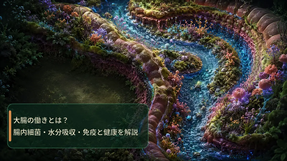 大腸の腸内細菌・水分吸収・免疫を表す画像
