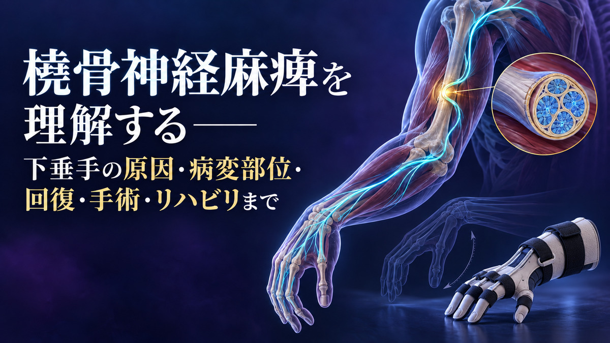 橈骨神経麻痺を理解する――下垂手の原因・病変部位・回復・手術・リハビリまでのタイトル入りアイキャッチ